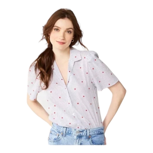 Draper James RSVP Stars Print Bodysuit Shirt Large - Picture 3 of 7